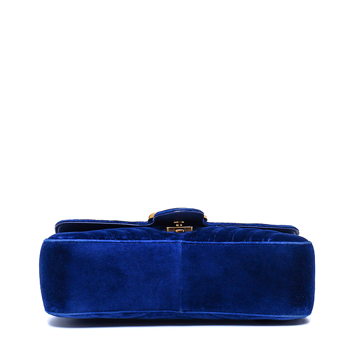 Gucci - Navy Blue Velvet Marmont Matelasse Medium Flap Bag